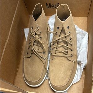 OluKai Tan Chukka Boots with Moc-Toe Design